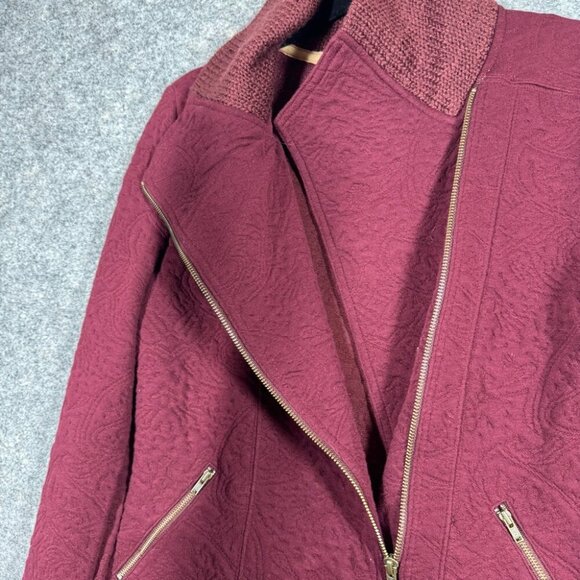 Anthropologie Saturday Sunday Women's Red Burgundy Wool Full Zip Sweater Size S - Picture 7 of 16
